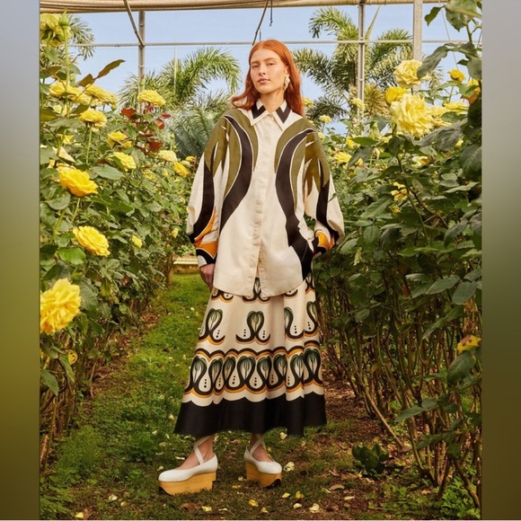 Farm Rio Off-White Coconut Tree Flow Skirt - Picture 5 of 9